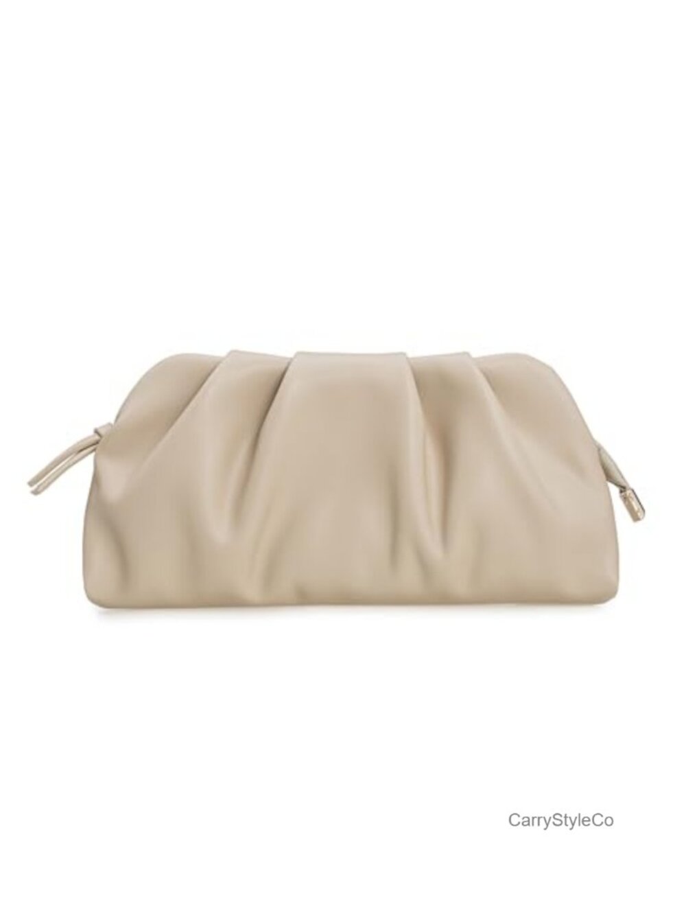 Pleated PU Leather Clutch Bag Evening Purse with Chain Strap